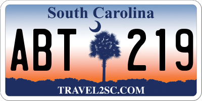 SC license plate ABT219