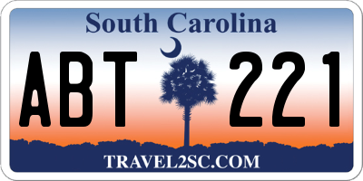 SC license plate ABT221