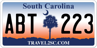 SC license plate ABT223