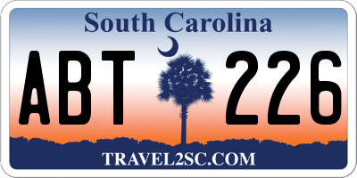 SC license plate ABT226
