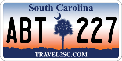 SC license plate ABT227