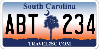 SC license plate ABT234