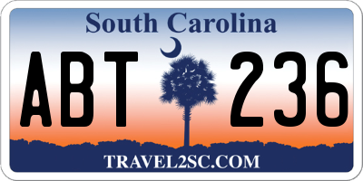 SC license plate ABT236