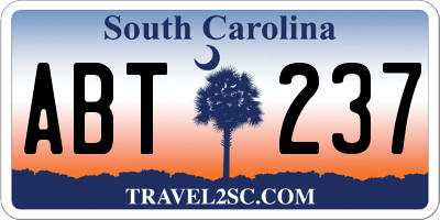 SC license plate ABT237