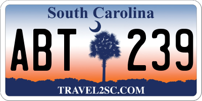 SC license plate ABT239
