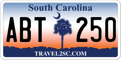 SC license plate ABT250