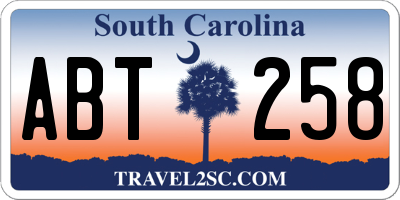 SC license plate ABT258
