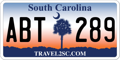 SC license plate ABT289