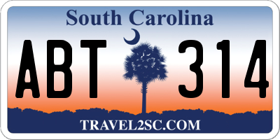 SC license plate ABT314