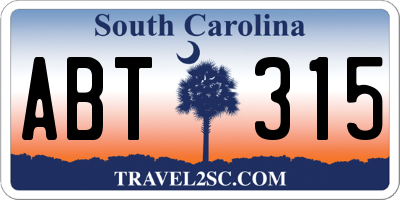 SC license plate ABT315