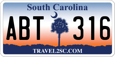 SC license plate ABT316