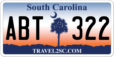 SC license plate ABT322
