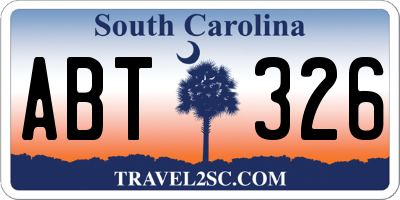 SC license plate ABT326