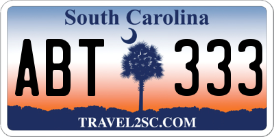 SC license plate ABT333