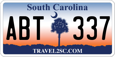 SC license plate ABT337