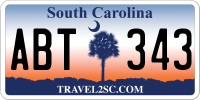 SC license plate ABT343