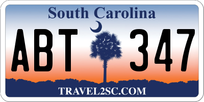 SC license plate ABT347
