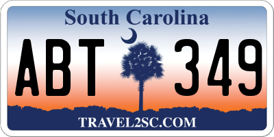 SC license plate ABT349