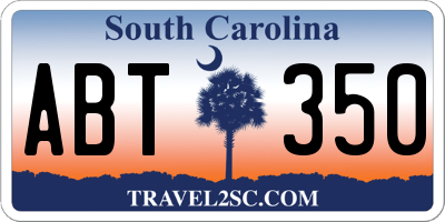 SC license plate ABT350