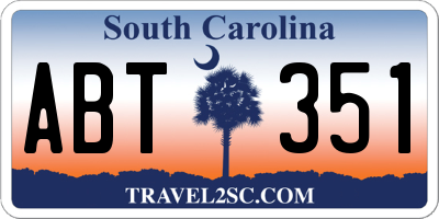 SC license plate ABT351