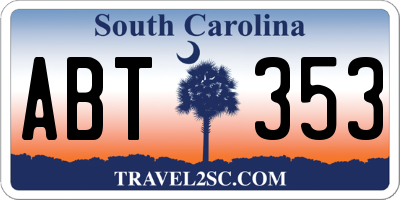 SC license plate ABT353