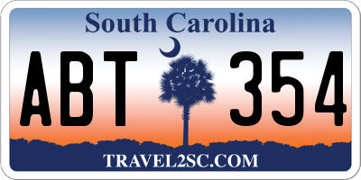 SC license plate ABT354