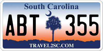 SC license plate ABT355