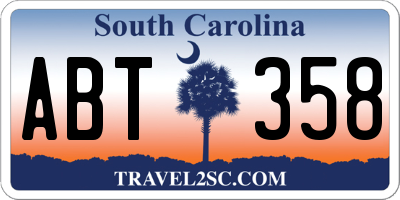 SC license plate ABT358