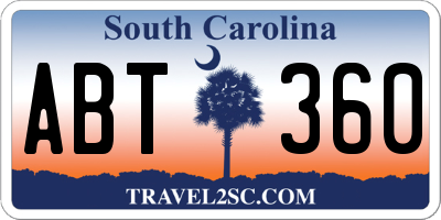SC license plate ABT360