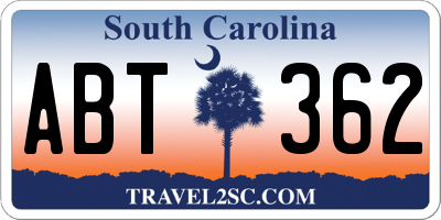 SC license plate ABT362