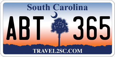 SC license plate ABT365