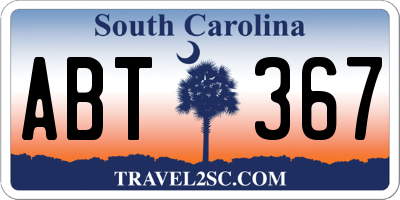 SC license plate ABT367