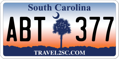 SC license plate ABT377