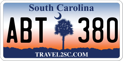 SC license plate ABT380