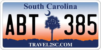 SC license plate ABT385