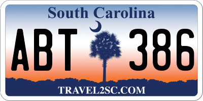 SC license plate ABT386