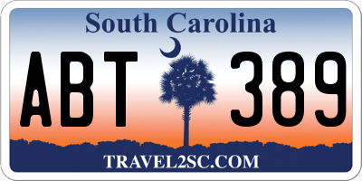 SC license plate ABT389