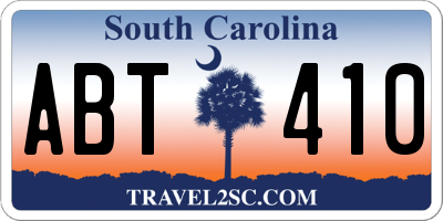 SC license plate ABT410