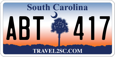 SC license plate ABT417