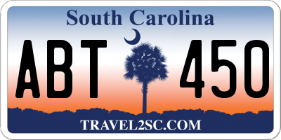 SC license plate ABT450