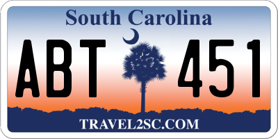 SC license plate ABT451