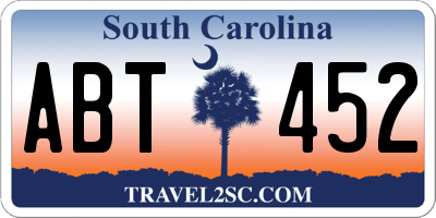 SC license plate ABT452