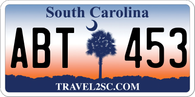 SC license plate ABT453