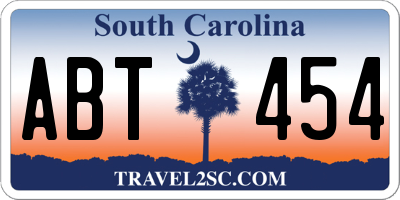 SC license plate ABT454