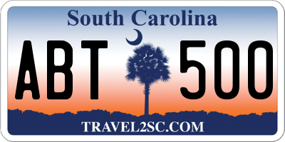 SC license plate ABT500