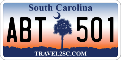 SC license plate ABT501