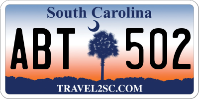 SC license plate ABT502