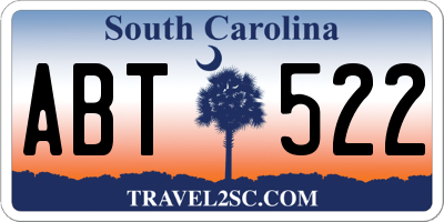 SC license plate ABT522