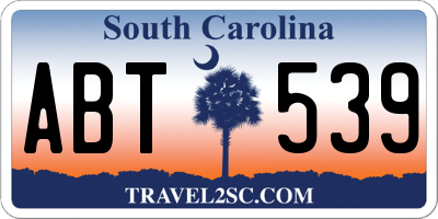 SC license plate ABT539