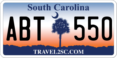 SC license plate ABT550